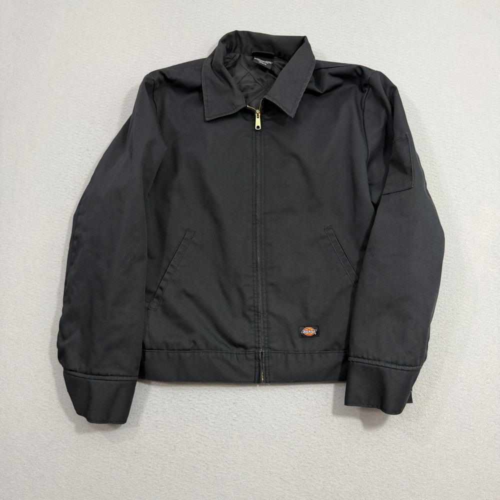 Dickies Eisenhower Jacket Mens Large Black TJ15BK Insulated Workwear Full Zip